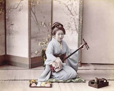 Japan: Early Hand Colored Photography, Music and Dance