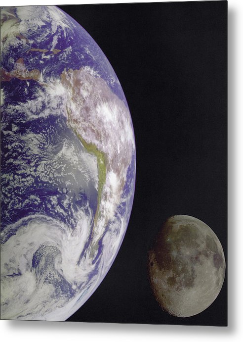 Earth and Moon / Art Photo - Metal Print