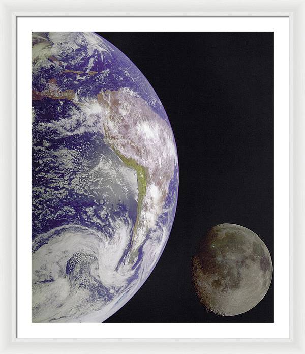 Earth and Moon / Art Photo - Framed Print