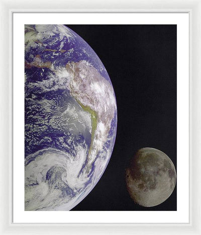 Earth and Moon / Art Photo - Framed Print