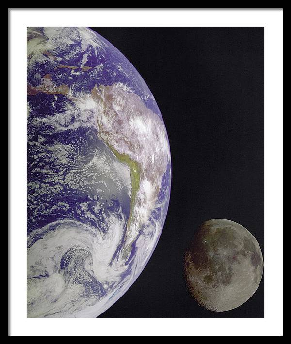 Earth and Moon / Art Photo - Framed Print