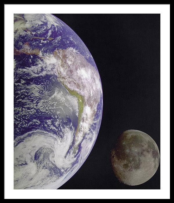 Earth and Moon / Art Photo - Framed Print