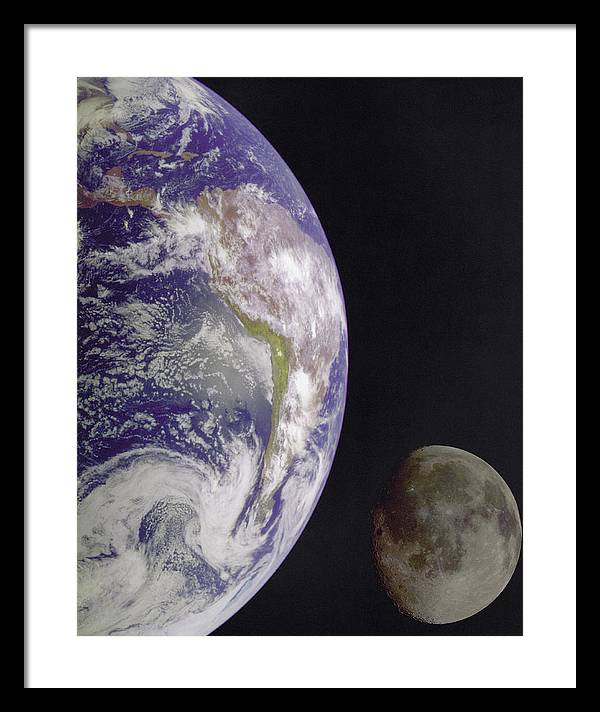 Earth and Moon / Art Photo - Framed Print