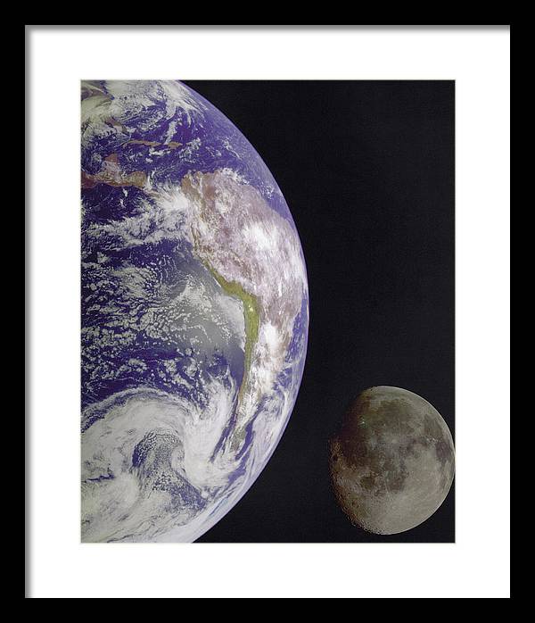 Earth and Moon / Art Photo - Framed Print