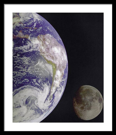 Earth and Moon / Art Photo - Framed Print