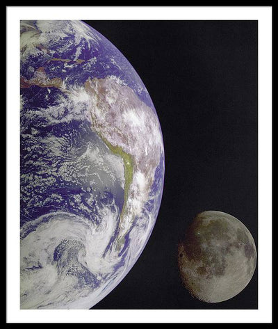 Earth and Moon / Art Photo - Framed Print