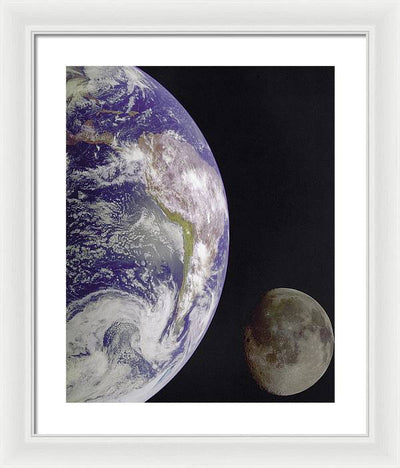 Earth and Moon / Art Photo - Framed Print