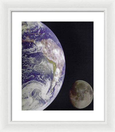 Earth and Moon / Art Photo - Framed Print