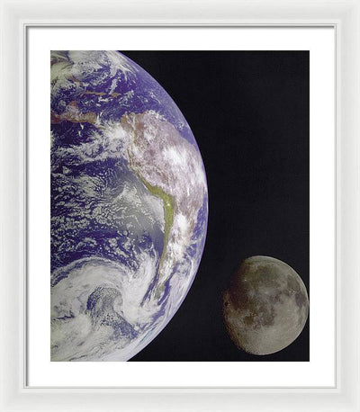 Earth and Moon / Art Photo - Framed Print