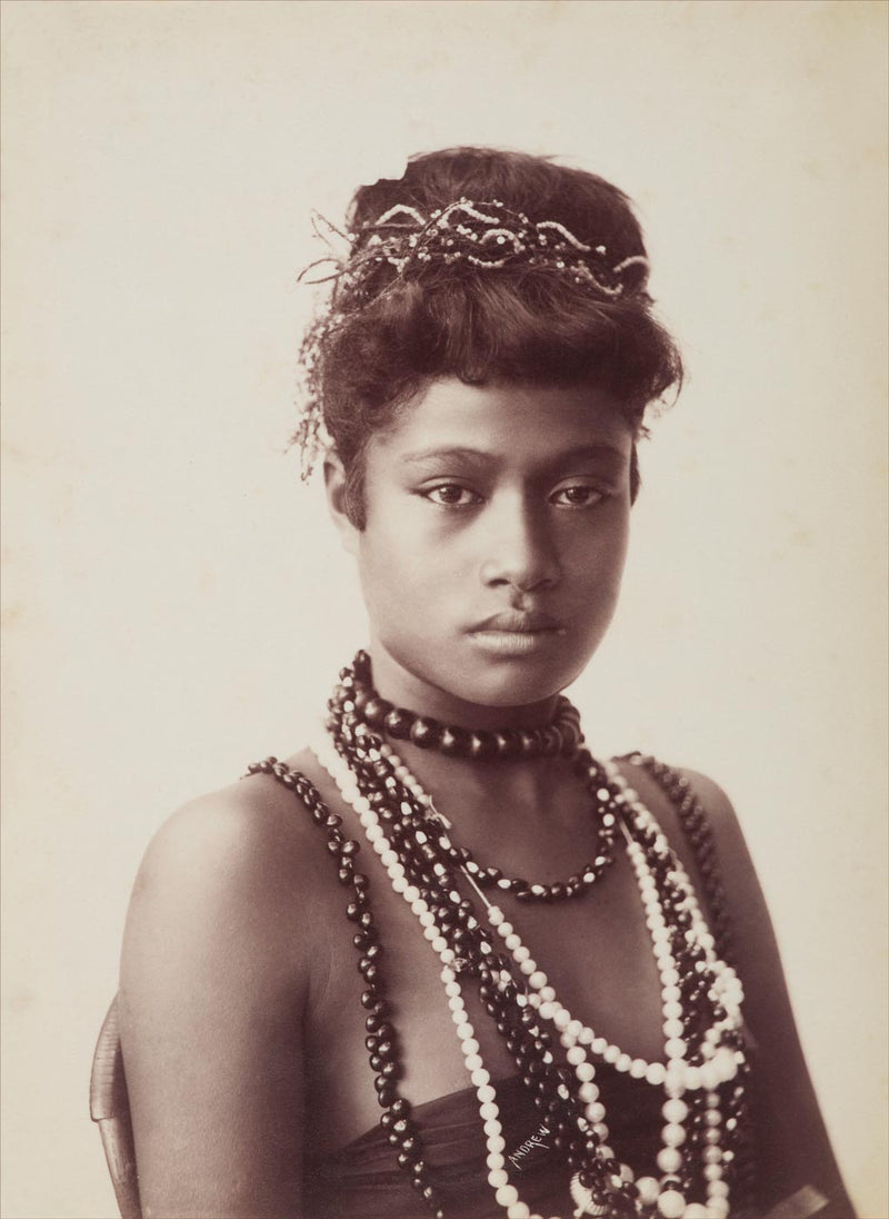 Samoan Woman Wearing Beads