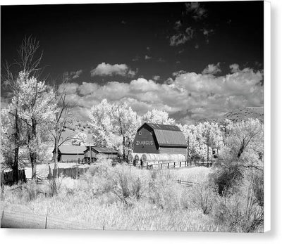 Barn in rural Montana, Infrared View / Art Photo - Canvas Print