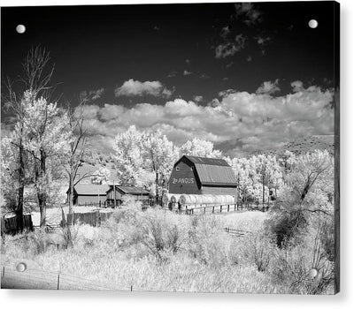 Barn in rural Montana, Infrared View / Art Photo - Acrylic Print