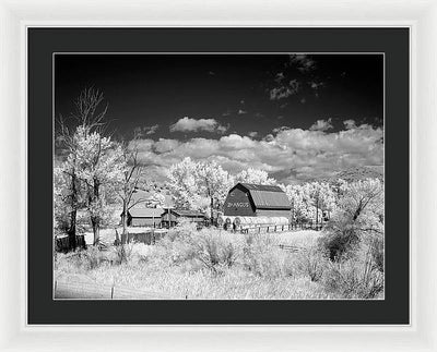 Barn in rural Montana, Infrared View / Art Photo - Framed Print