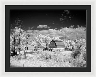 Barn in rural Montana, Infrared View / Art Photo - Framed Print