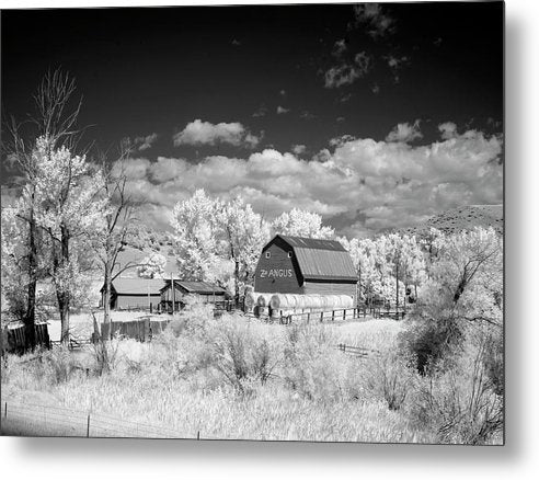 Barn in rural Montana, Infrared View / Art Photo - Metal Print