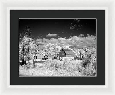 Barn in rural Montana, Infrared View / Art Photo - Framed Print