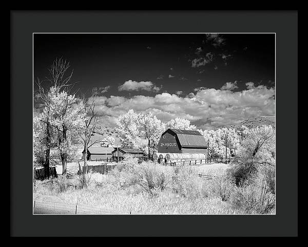 Barn in rural Montana, Infrared View / Art Photo - Framed Print