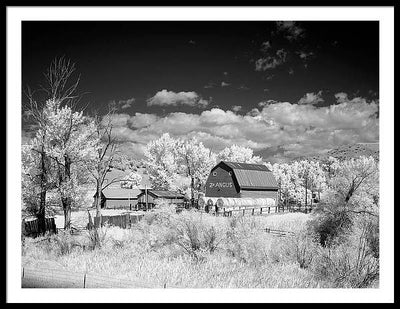 Barn in rural Montana, Infrared View / Art Photo - Framed Print