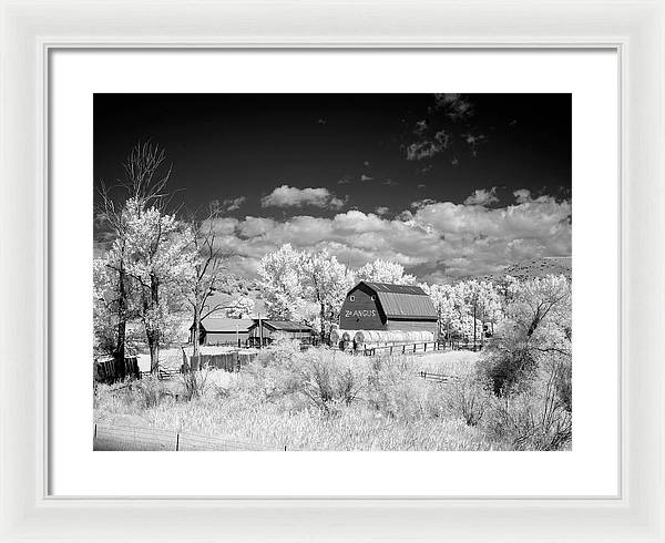 Barn in rural Montana, Infrared View / Art Photo - Framed Print