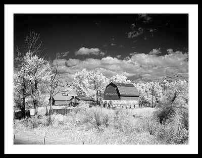 Barn in rural Montana, Infrared View / Art Photo - Framed Print