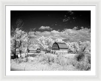 Barn in rural Montana, Infrared View / Art Photo - Framed Print