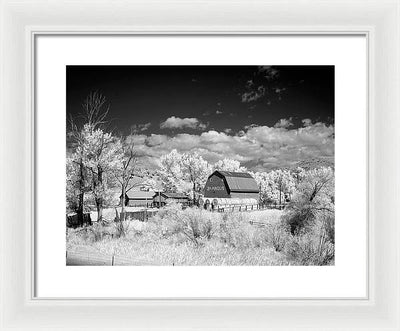 Barn in rural Montana, Infrared View / Art Photo - Framed Print