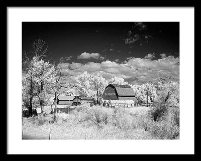 Barn in rural Montana, Infrared View / Art Photo - Framed Print