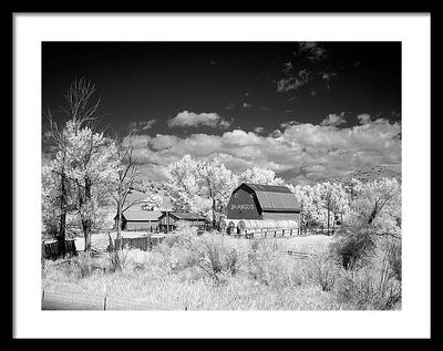 Barn in rural Montana, Infrared View / Art Photo - Framed Print