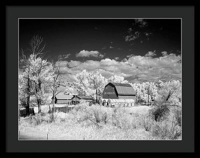 Barn in rural Montana, Infrared View / Art Photo - Framed Print