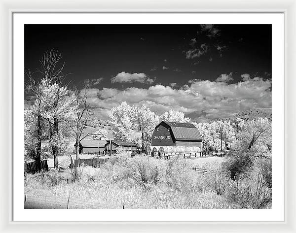 Barn in rural Montana, Infrared View / Art Photo - Framed Print