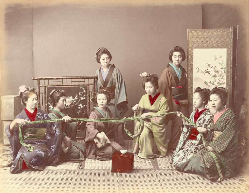 Hand Colored Photography, Japan - Japanese Girls Playing Game