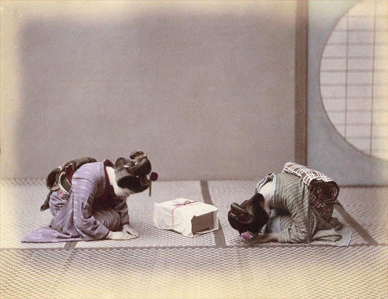 Hand Colored Photography, Japan - Giving and Receiving Present
