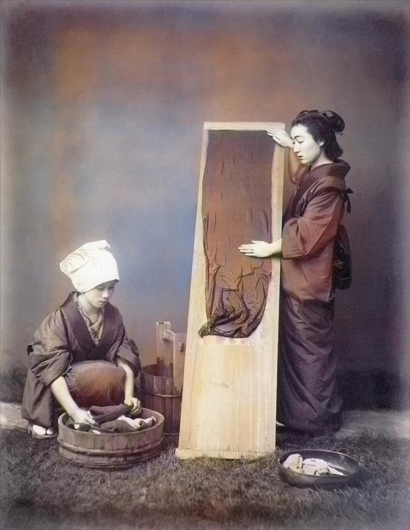 Hand Colored Photography, Japan - Washing at Home