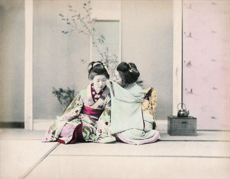 Hand Colored Photography, Japan - Whispering in Parlor 