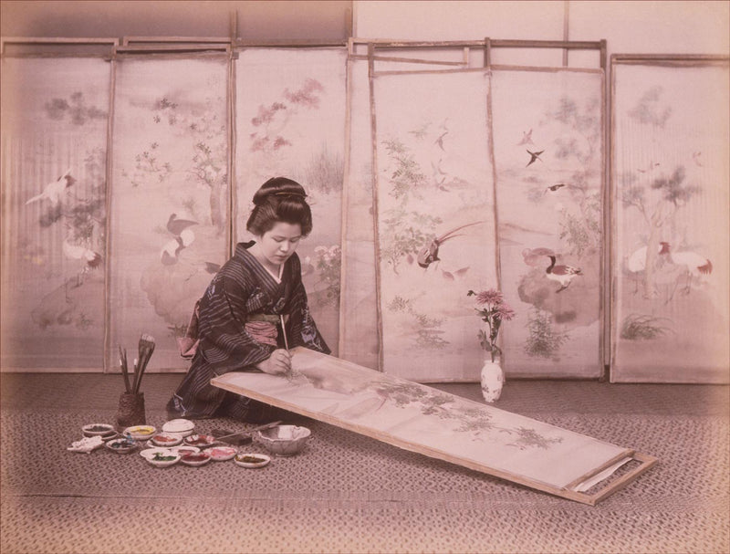 Hand Colored Photography, Japan - Silk Painting