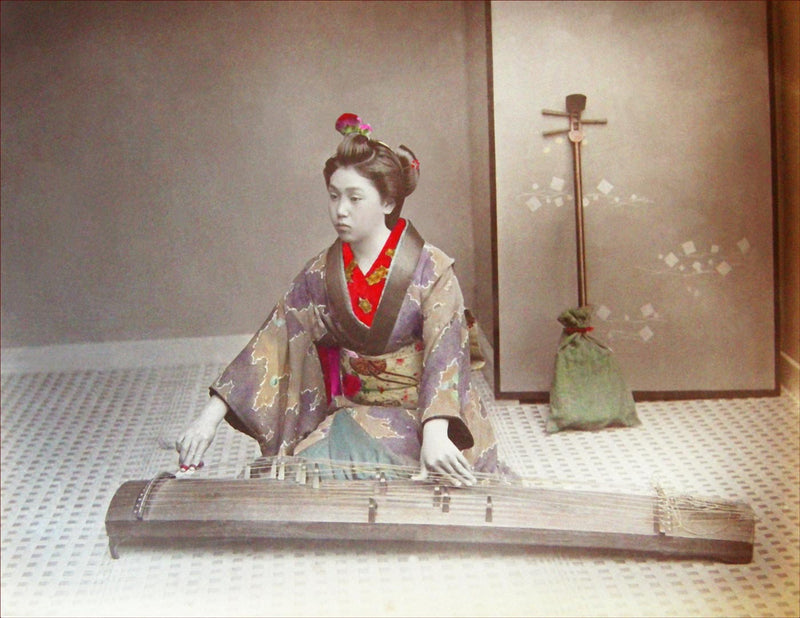 Hand Colored Photography, Japan - Playing Koto