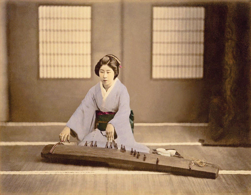 Hand Colored Photography, Japan - Playing Koto