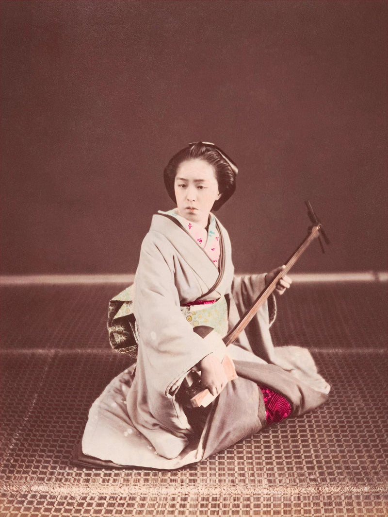 Hand Colored Photography, Japan - Playing Shamisen