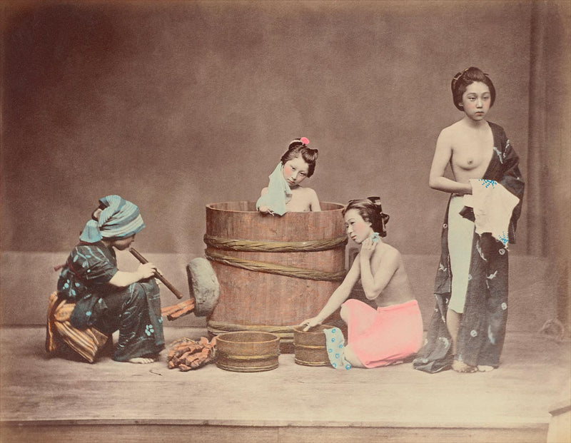 Hand Colored Photography, Japan - Home Bathing