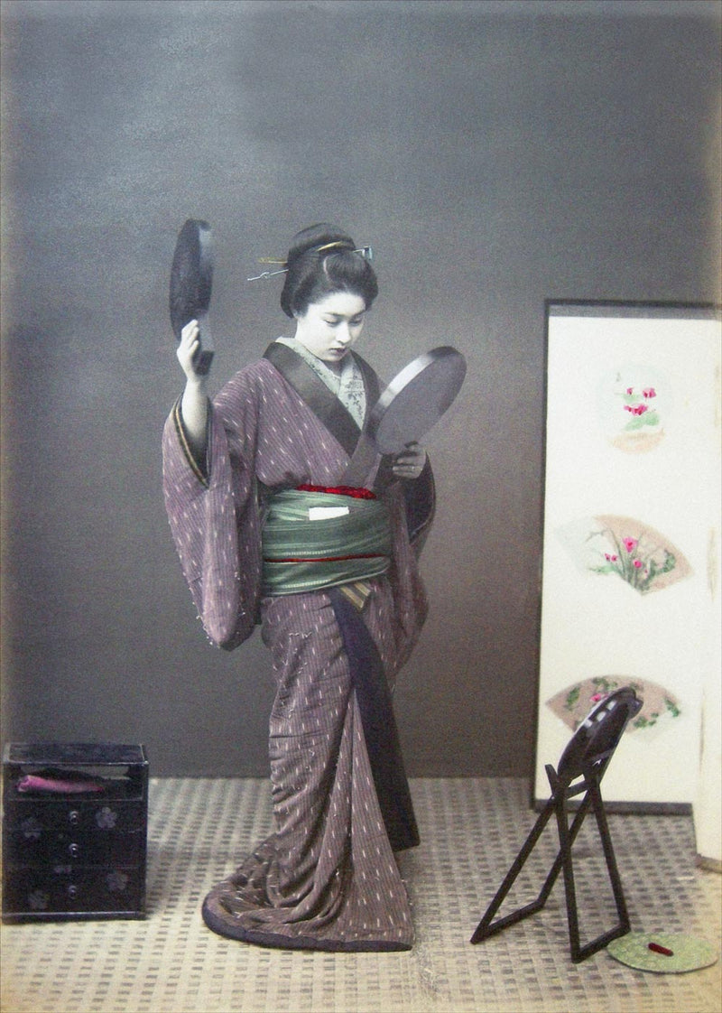 Hand Colored Photography, Japan - Two Mirrors