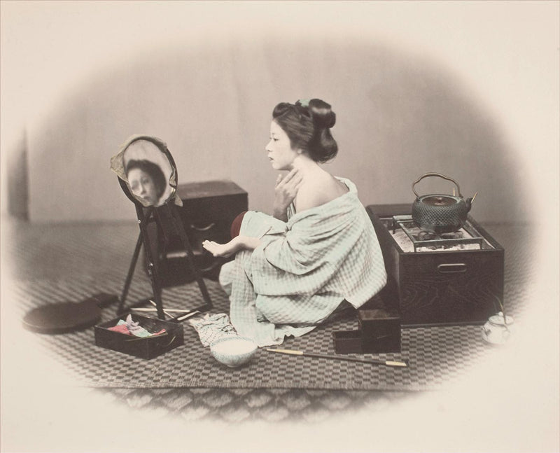 Hand Colored Photography, Japan - Woman at Toilette
