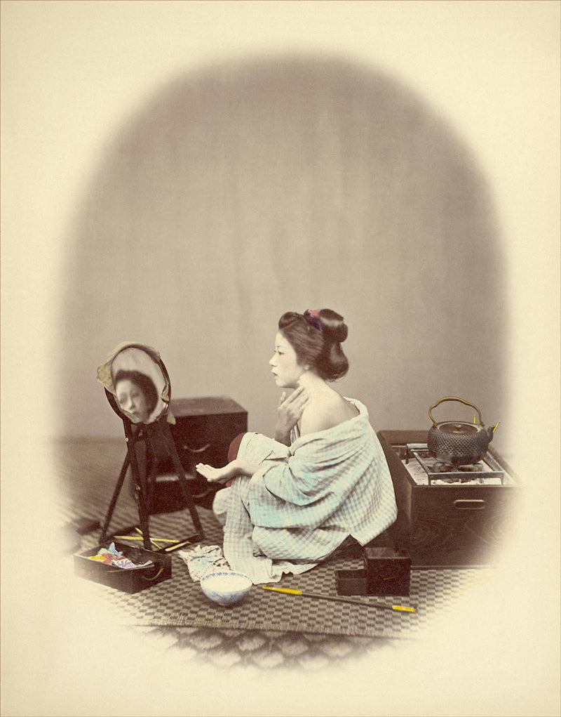 Hand Colored Photography, Japan - Young Woman at Toilette