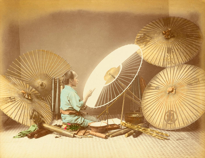 Hand Colored Photography, Japan - Umbrella Maker 