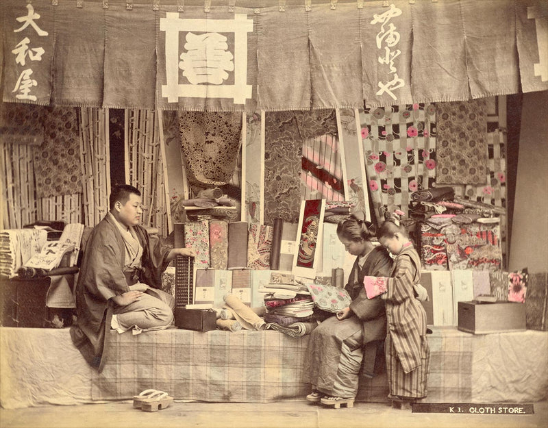 Hand Colored Photography, Japan - Cloth Store