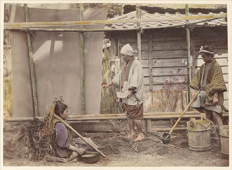 Hand Colored Photography, Japan - Sowing Wheat Seed