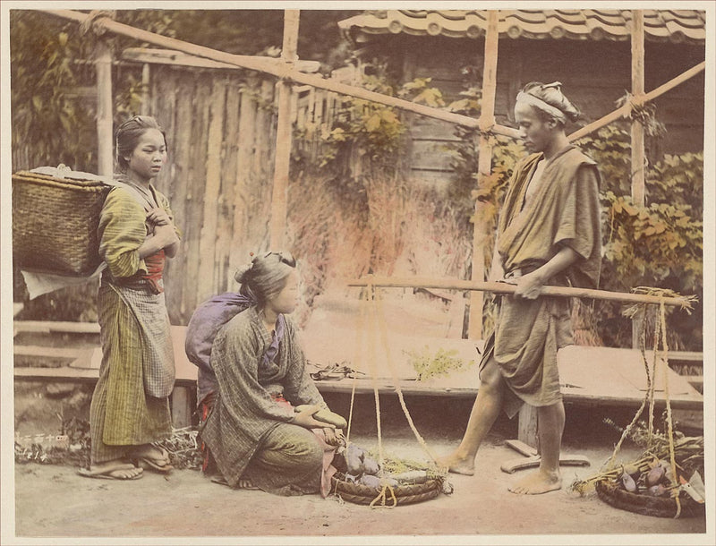 Hand Colored Photography, Japan - Selling Vegetables