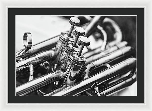 3 Cilinder Sousaphone, Black and White / Art Photo - Framed Print