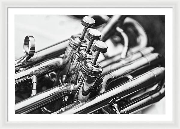 3 Cilinder Sousaphone, Black and White / Art Photo - Framed Print