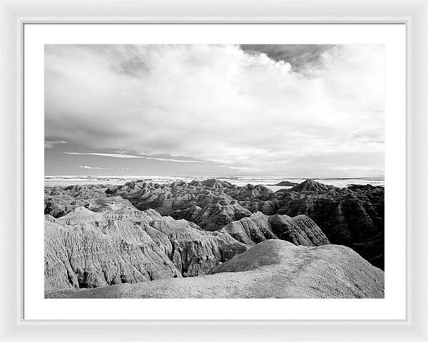 Infrared view of the Badlands, South Dakota / Art Photo - Framed Print