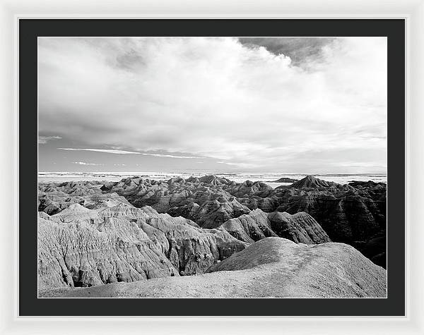 Infrared view of the Badlands, South Dakota / Art Photo - Framed Print